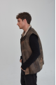 Men's brown sheepskin-vest made of natural sheepskin in VINTAGE style