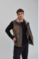 Men's brown sheepskin-vest made of natural sheepskin in VINTAGE style