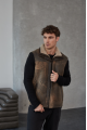 Men's brown sheepskin-vest made of natural sheepskin in VINTAGE style