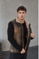 Men's brown sheepskin-vest made of natural sheepskin in VINTAGE style