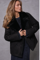 Women's black suede jacket made of natural sheepskin