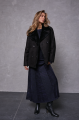 Women's black suede jacket made of natural sheepskin