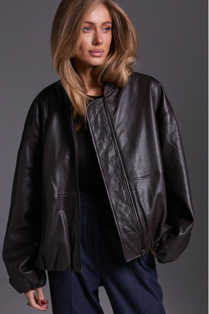 Chocolate-colored bomber jacket