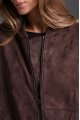 Bomber jacket made of natural suede leather in chocolate color in OVERSIZE style