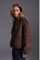 Bomber jacket made of natural suede leather in chocolate color in OVERSIZE style