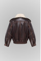 Dark chocolate leather jacket in VINTAGE style with fur collar