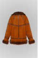 Suede double-sided sheepskin coat in red color made of natural sheepskin