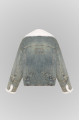 Denim jacket with white mink collar in VINTAGE style