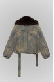 Denim jacket with fur decor in VINTAGE style