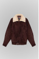 Brown suede jacket with fur collar