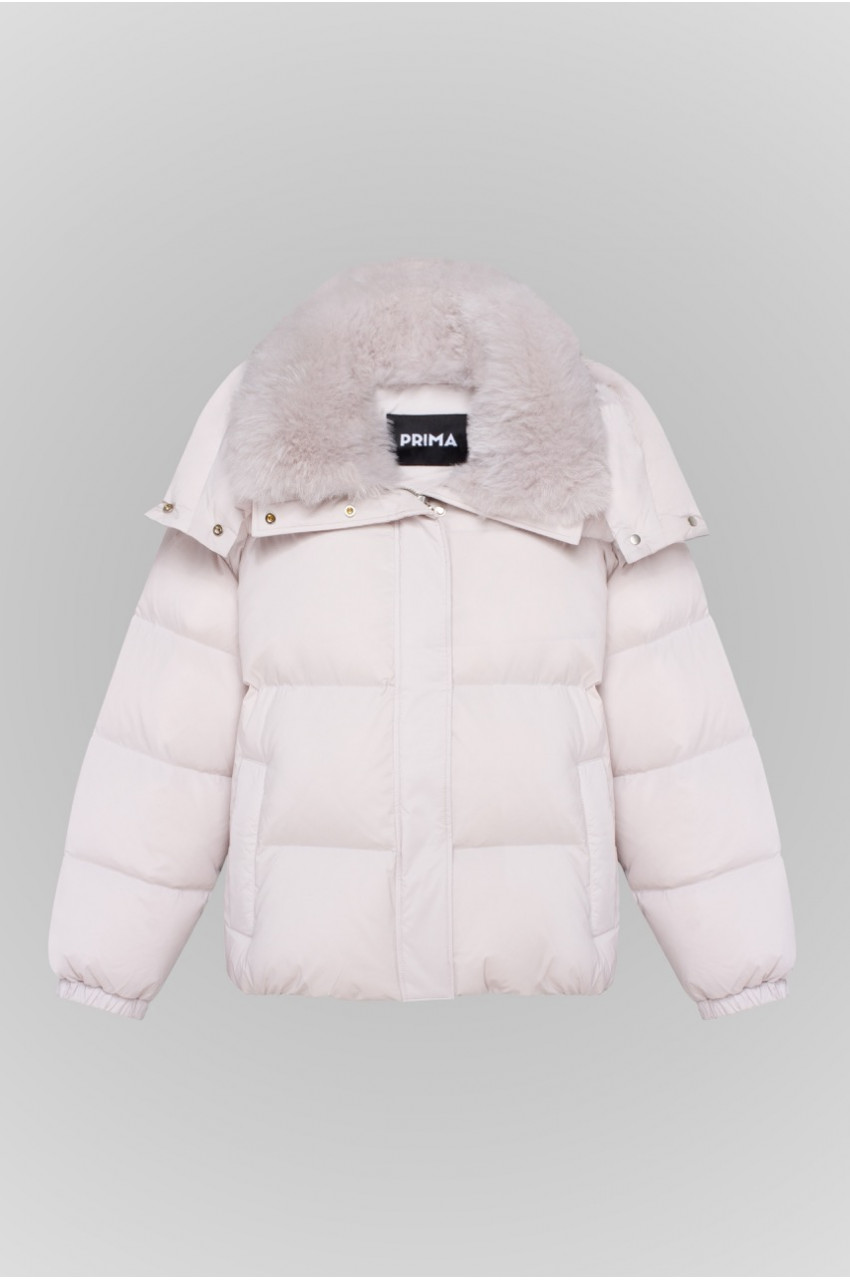 White down jacket with Kashmir goat fur