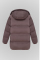 Grey down jacket with Rex rabbit fur trim