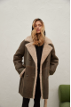 Women's sheepskin coat of gray color made of natural sheepskin in VINTAGE style