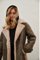 Women's sheepskin coat of gray color made of natural sheepskin in VINTAGE style