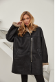 Women's sheepskin coat in VINTAGE style made of natural black sheepskin with beige fur