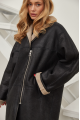 Women's sheepskin coat in VINTAGE style made of natural black sheepskin with beige fur