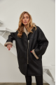 Women's sheepskin coat in VINTAGE style made of natural black sheepskin with beige fur