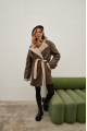 Women's sheepskin coat of gray color made of natural sheepskin in VINTAGE style