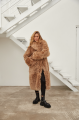 Long double-sided sheepskin coat made of natural sheepskin in brown color