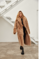 Long double-sided sheepskin coat made of natural sheepskin in brown color