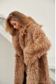 Long double-sided sheepskin coat made of natural sheepskin in brown color