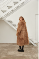 Long double-sided sheepskin coat made of natural sheepskin in brown color