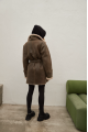 Women's sheepskin coat of gray color made of natural sheepskin in VINTAGE style