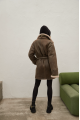 Women's sheepskin coat of gray color made of natural sheepskin in VINTAGE style