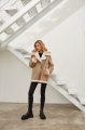 Women's sheepskin coat in VINTAGE style made of natural beige sheepskin