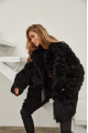 Women's double-sided sheepskin coat of black color made of natural sheepskin