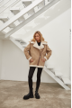 Women's sheepskin coat in VINTAGE style made of natural beige sheepskin