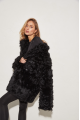 Women's double-sided sheepskin coat of black color made of natural sheepskin