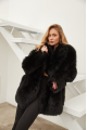 Women's two-sided sheepskin coat made of natural cashmere lamb black color