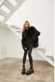 Women's two-sided sheepskin coat made of natural cashmere lamb black color