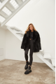 Women's two-sided sheepskin coat made of natural cashmere lamb black color