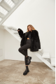 Women's two-sided sheepskin coat made of natural cashmere lamb black color