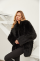 Women's two-sided sheepskin coat made of natural cashmere lamb black color