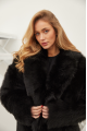 Women's two-sided sheepskin coat made of natural cashmere lamb black color