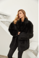 Women's two-sided sheepskin coat made of natural cashmere lamb black color