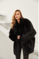 Women's two-sided sheepskin coat made of natural cashmere lamb black color