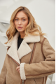 Women's sheepskin coat in VINTAGE style made of natural beige sheepskin