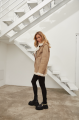 Women's sheepskin coat in VINTAGE style made of natural beige sheepskin