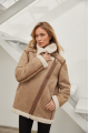 Women's sheepskin coat in VINTAGE style made of natural beige sheepskin