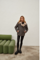 Women's sheepskin coat of gray color in vintage style