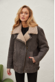 Women's sheepskin coat of gray color in vintage style