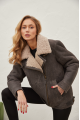 Women's sheepskin coat of gray color in vintage style