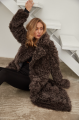 Long two-sided sheepskin coat made of natural sheepskin in coffee color