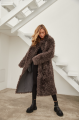 Long two-sided sheepskin coat made of natural sheepskin in coffee color