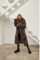 Long two-sided sheepskin coat made of natural sheepskin in coffee color