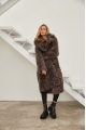 Long two-sided sheepskin coat made of natural sheepskin in coffee color